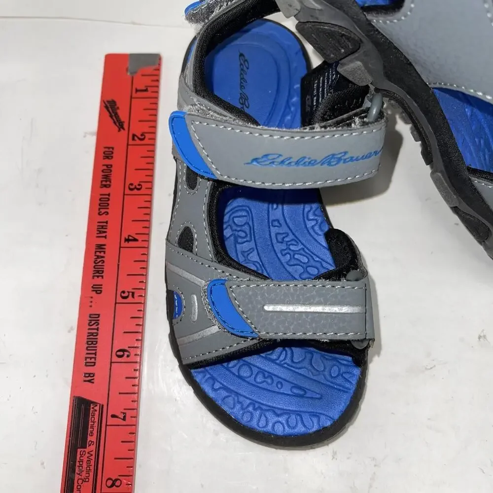 Eddie Bauer Sandals Boys Size 12 Gray Blue Pacific Hook & Loop Hiking Water